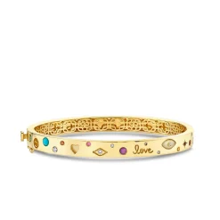 Gold & Diamond Iconography Hinge Bangle