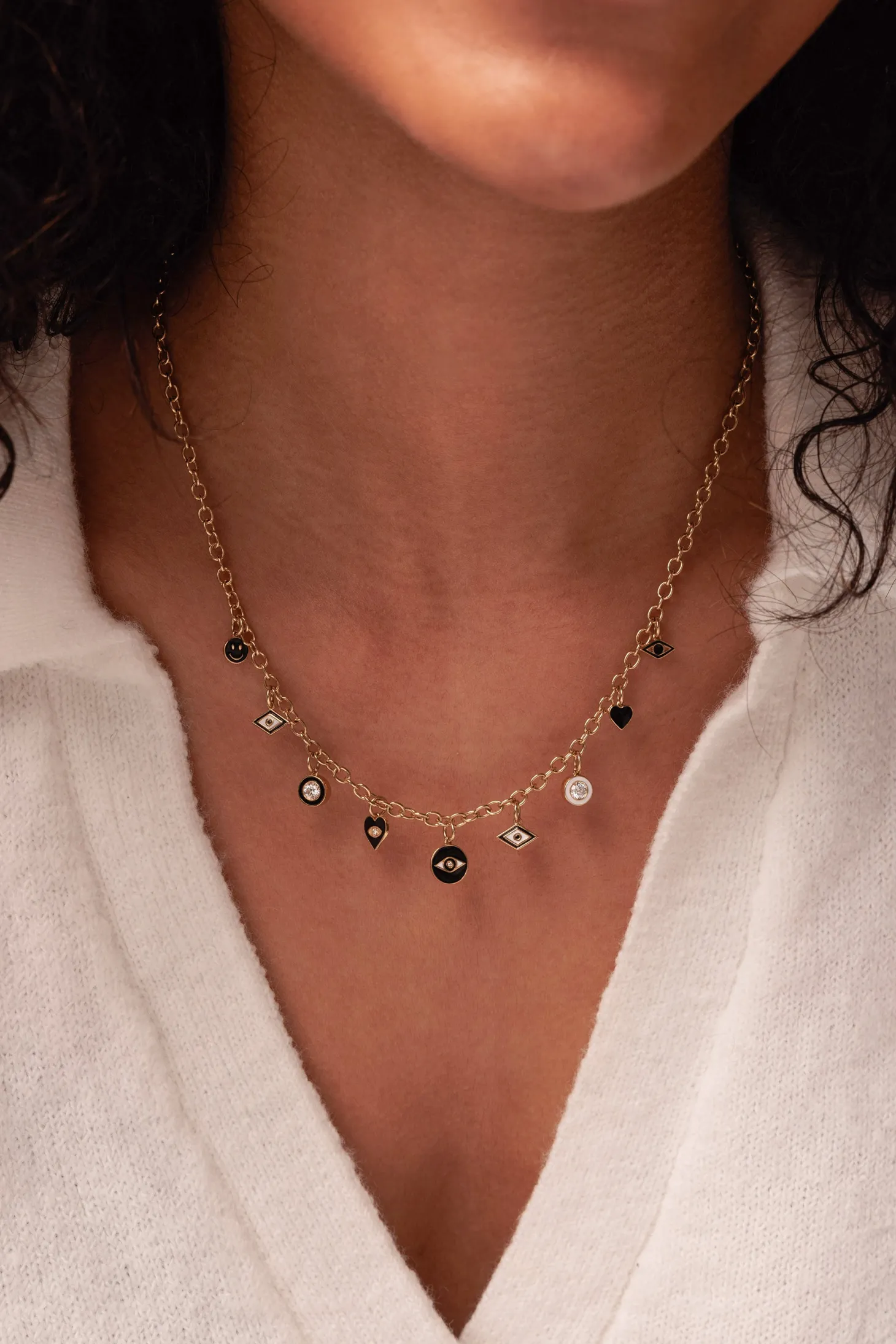 Gold & Diamond Jet Set Multi-Charm Necklace