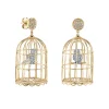 Gold & Diamond Large Albert Cage on Pave Disc Earrings
