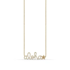 Gold & Diamond Large Aloha Plumeria Necklace