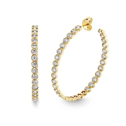 Gold & Diamond Large Bezel Large Hoops