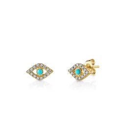 Gold & Diamond Large Bezel Eye Stud