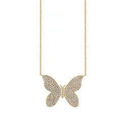 Gold & Diamond Large Butterfly Necklace