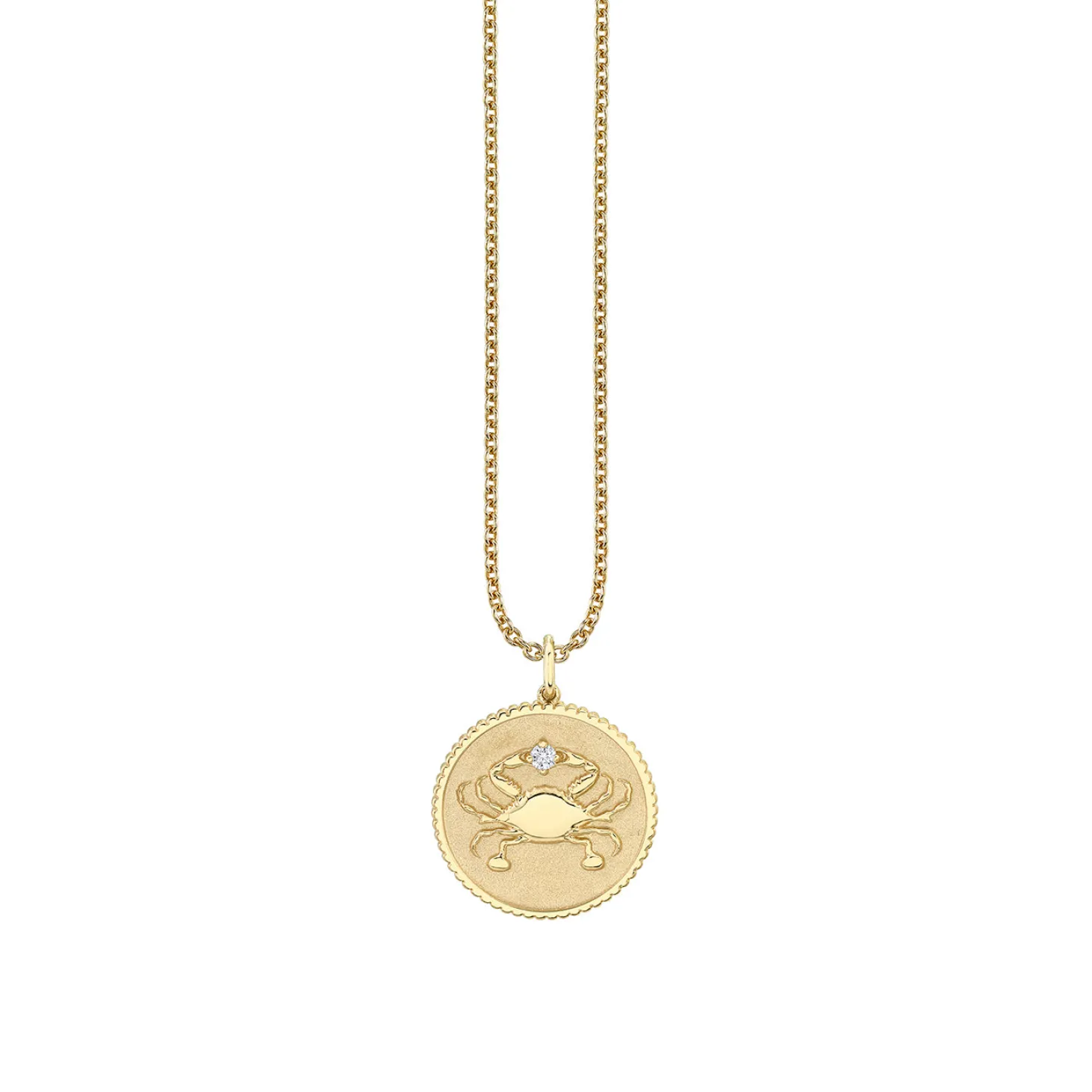 Gold & Diamond Large Cancer Zodiac Medallion