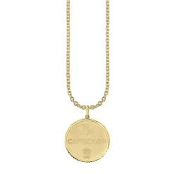 Gold & Diamond Large Capricorn Zodiac Medallion