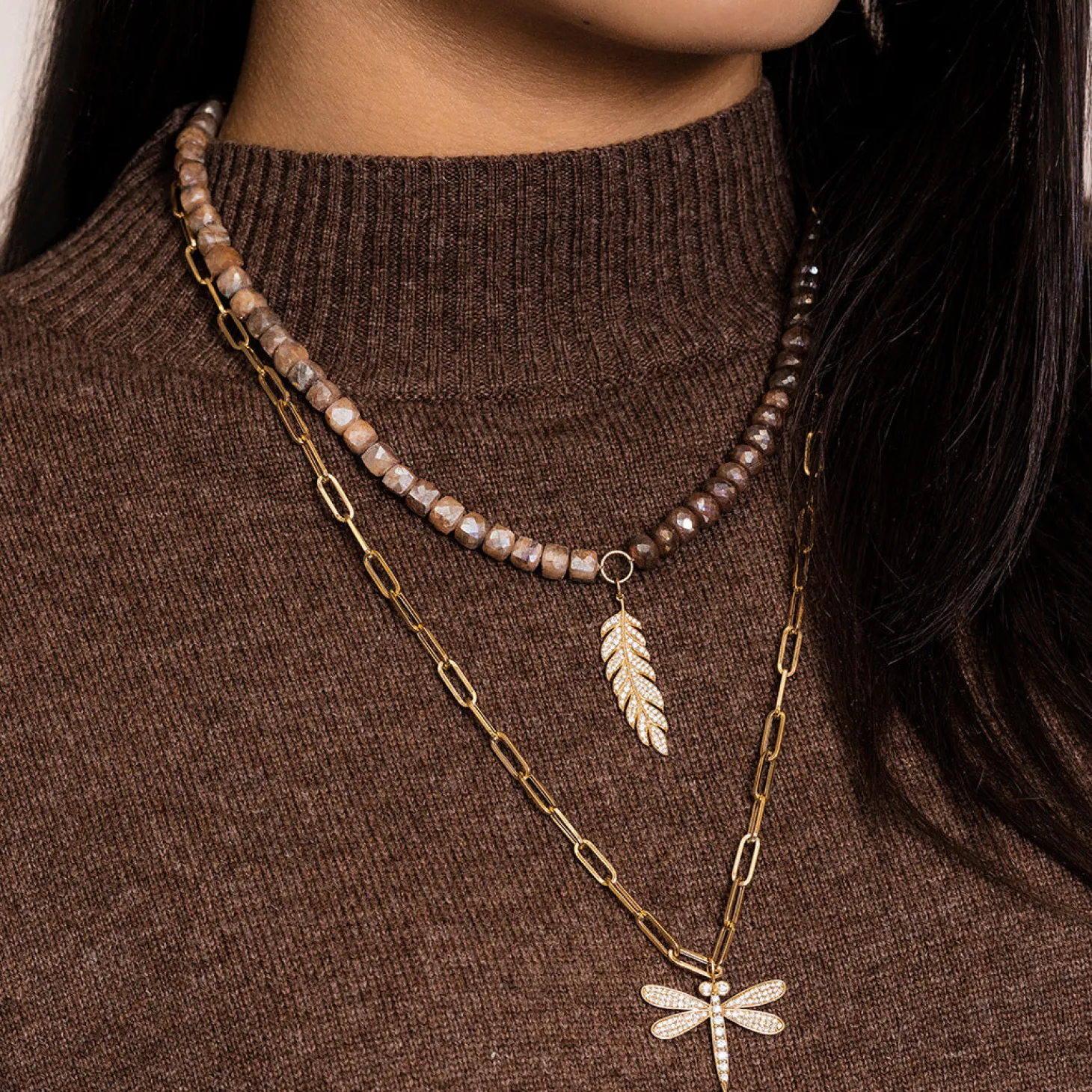 Gold & Diamond Large Dragonfly Charm