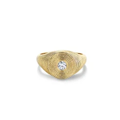 Gold & Diamond Large Fluted Signet Ring