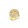 Gold & Diamond Large Happy Face Signet Ring