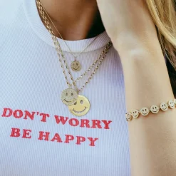 Gold & Diamond Large Happy Face Charm
