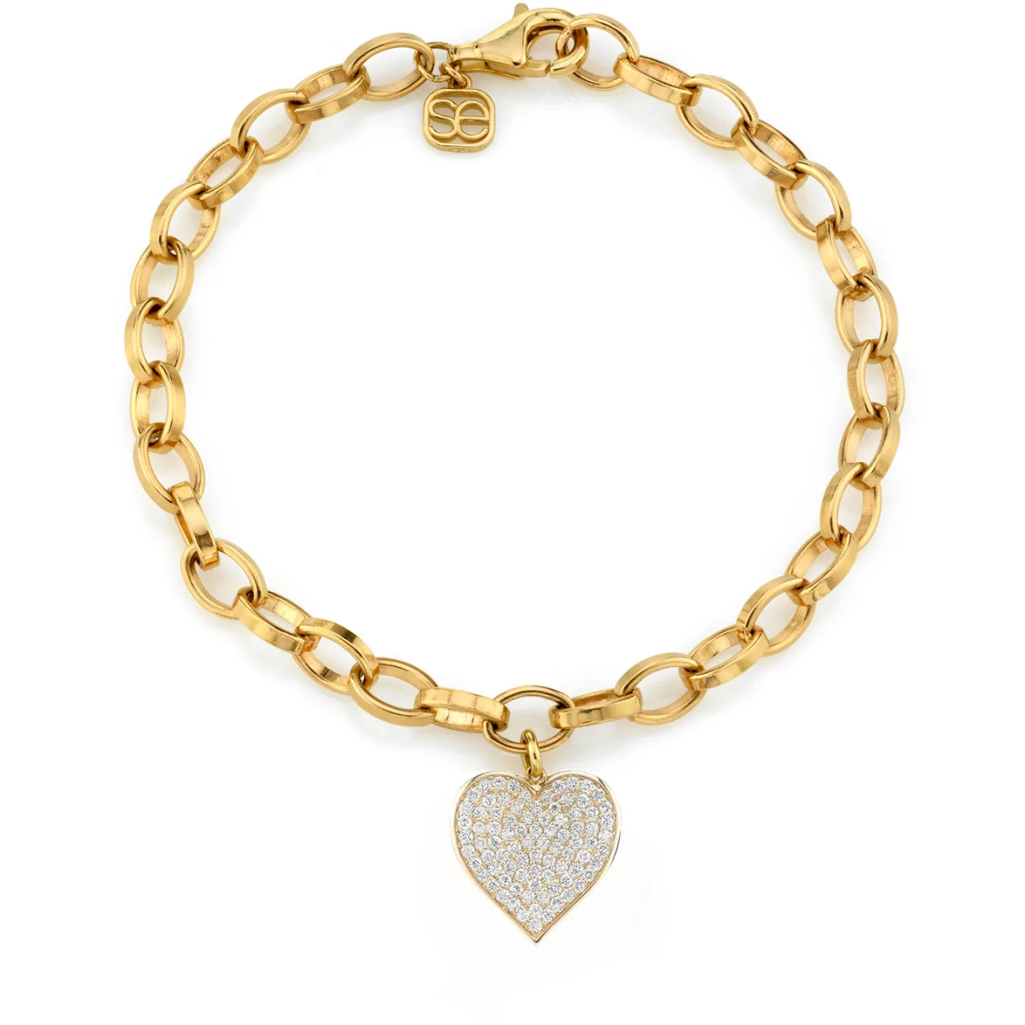 Gold & Diamond Large Heart Bracelet