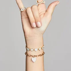 Gold & Diamond Large Heart Bracelet