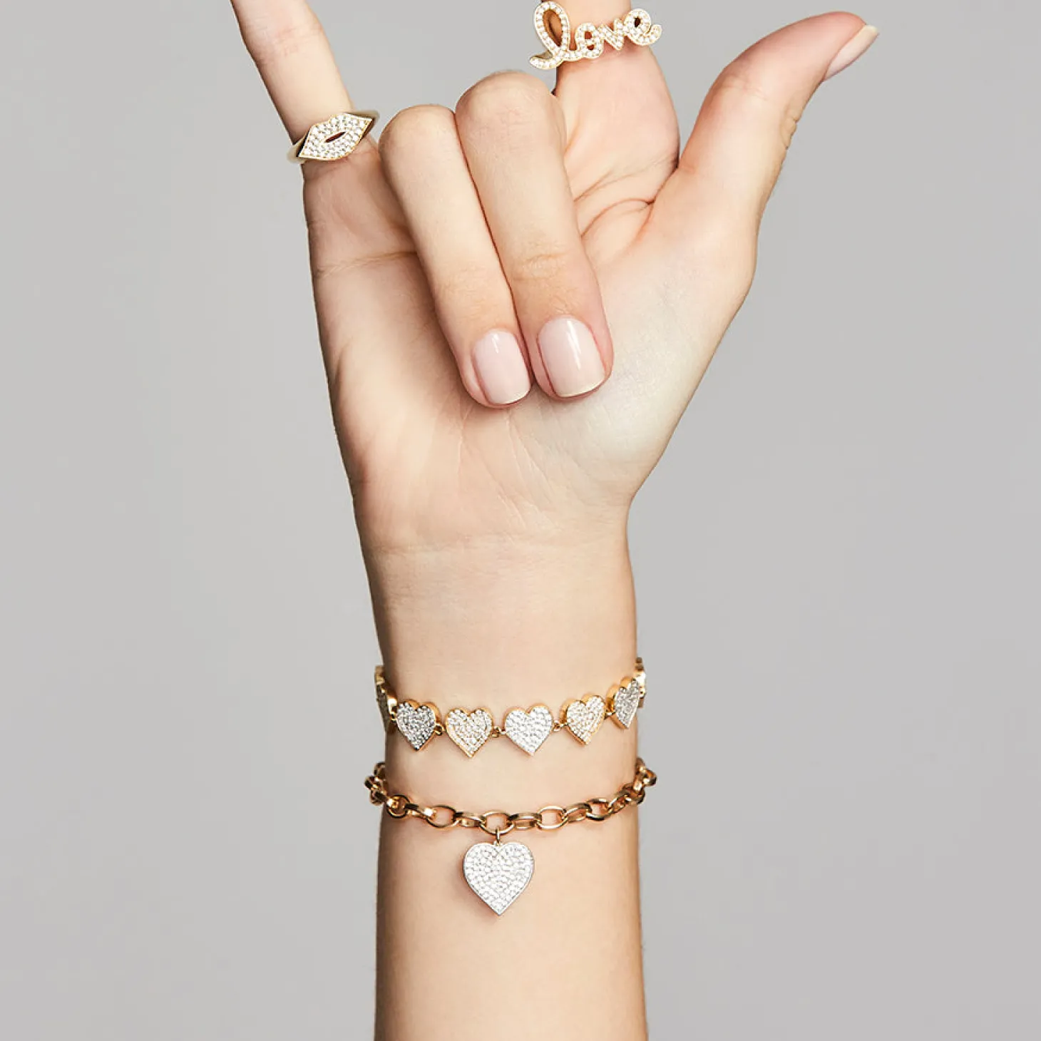 Gold & Diamond Large Heart Bracelet