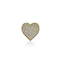 Gold & Diamond Large Heart Stud