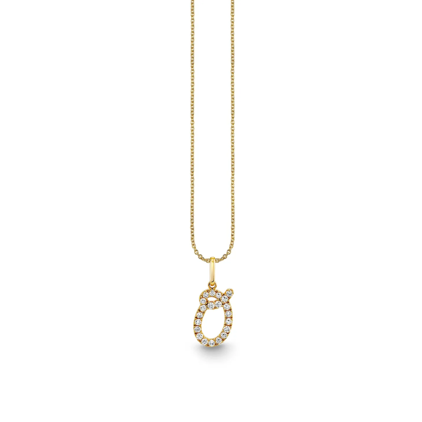 Gold & Diamond Large Initial Charm Necklace