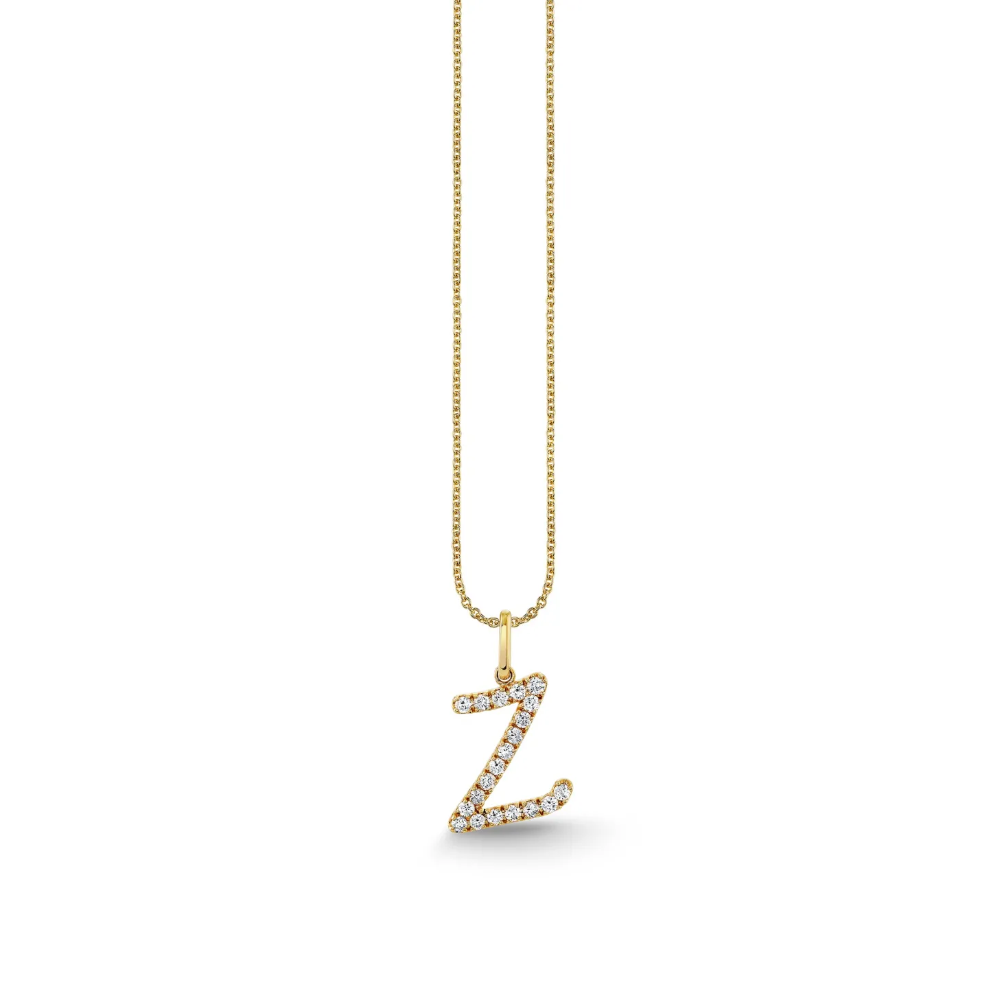 Gold & Diamond Large Initial Charm Necklace