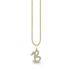 Gold & Diamond Large Initial Charm Necklace