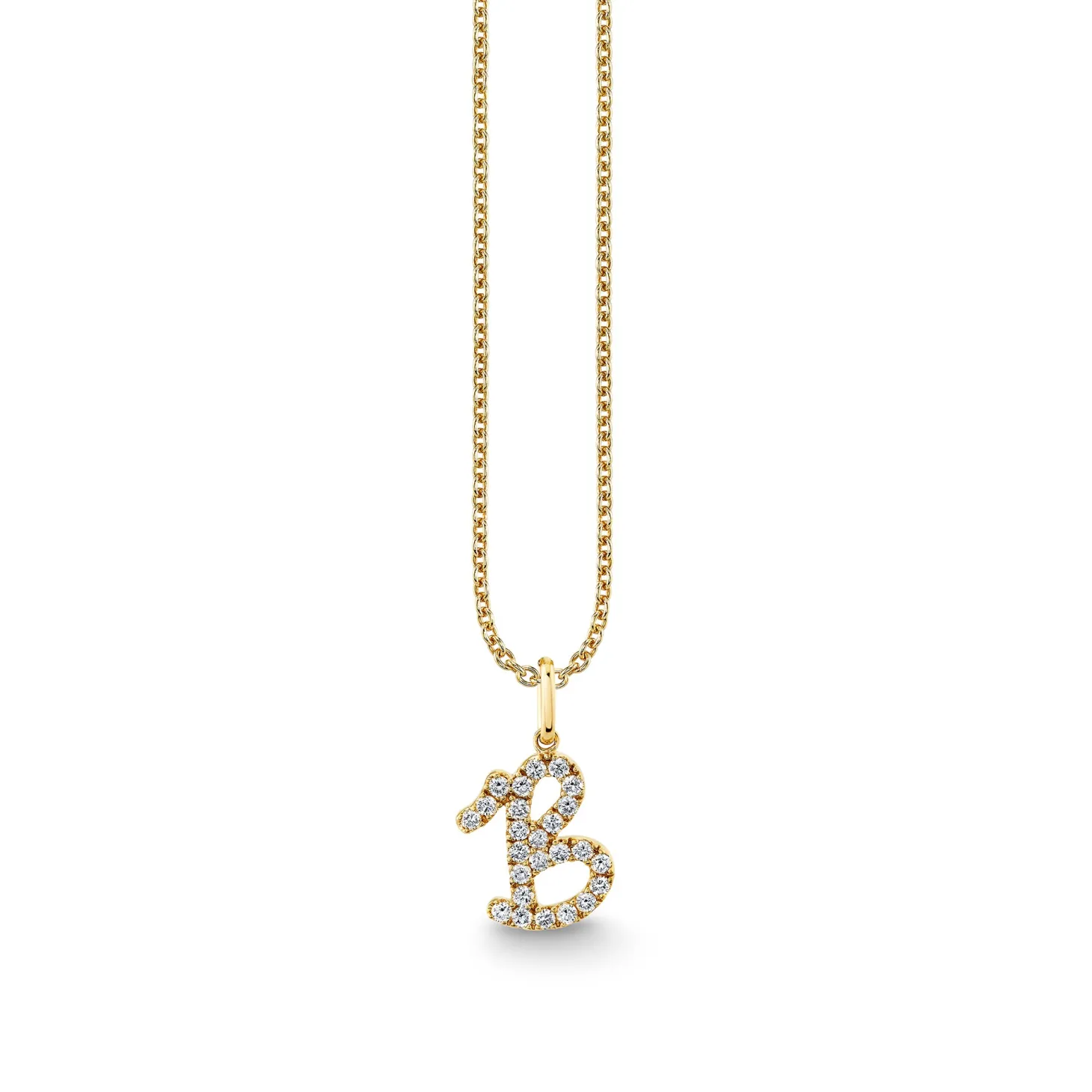 Gold & Diamond Large Initial Charm Necklace
