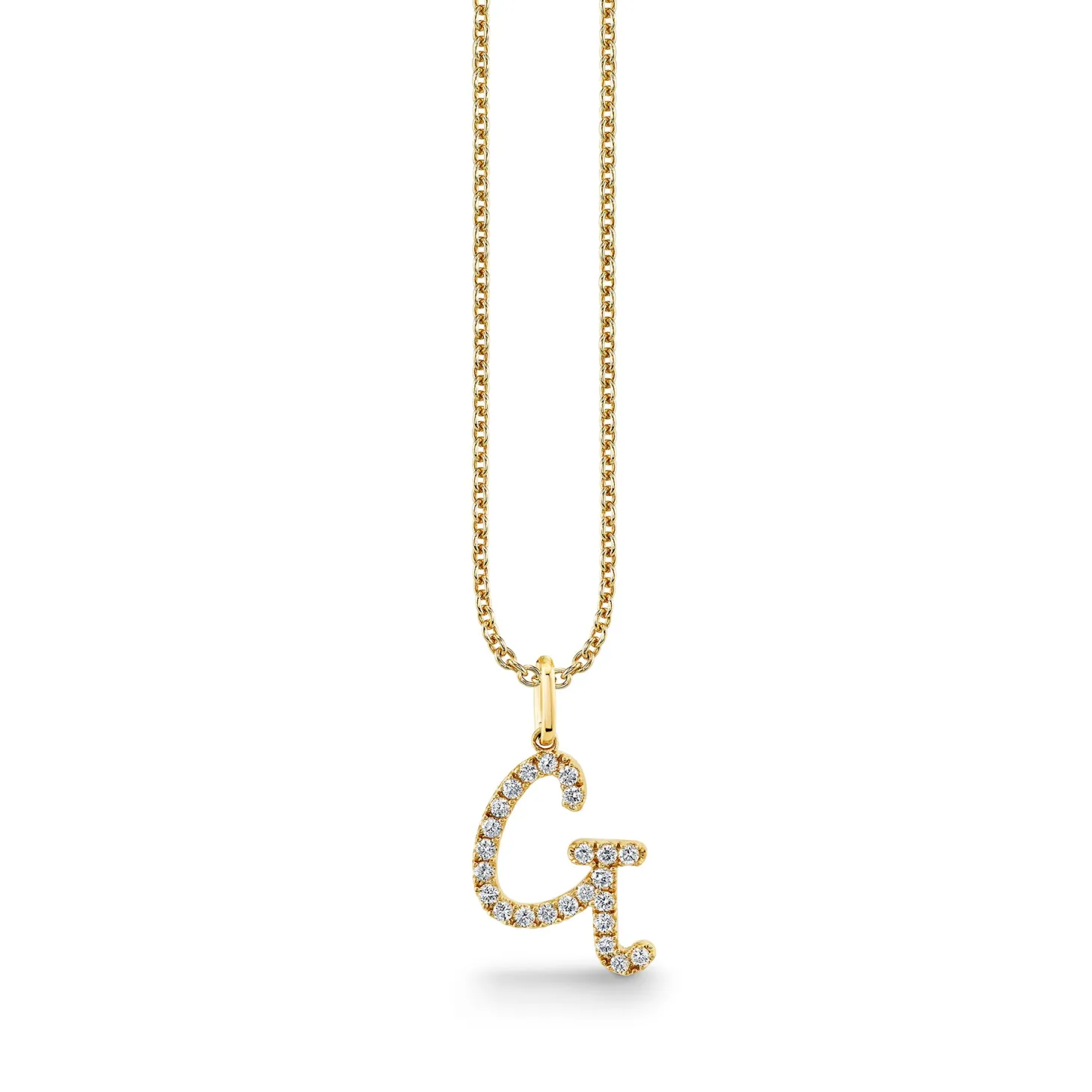 Gold & Diamond Large Initial Charm Necklace