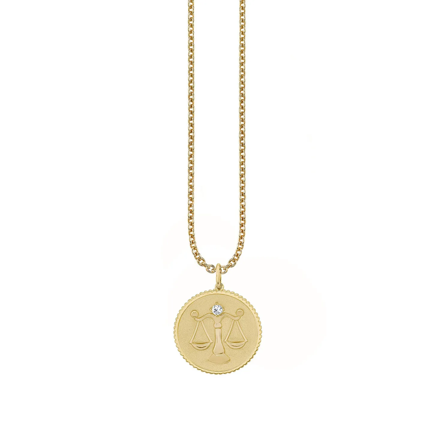 Gold & Diamond Large Libra Zodiac Medallion