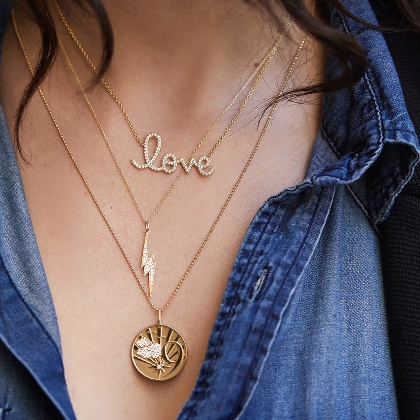 Gold & Diamond Large Lightning Bolt Charm