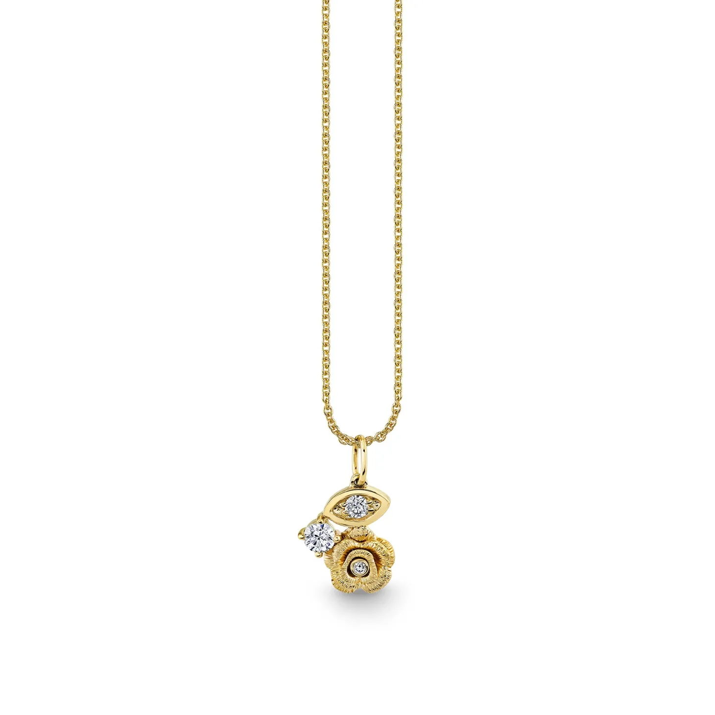 Gold & Diamond Large Marquise Eye Rose Charm