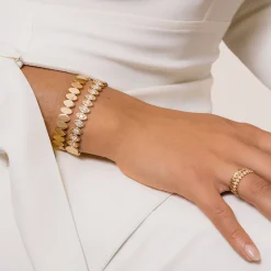 Gold & Diamond Large Marquise Eye Hinge Bangle