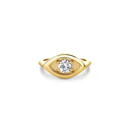 Gold & Diamond Large Marquise Eye Signet Ring