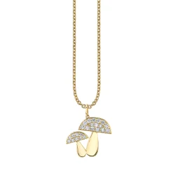 Gold & Diamond Large Mushroom Charm