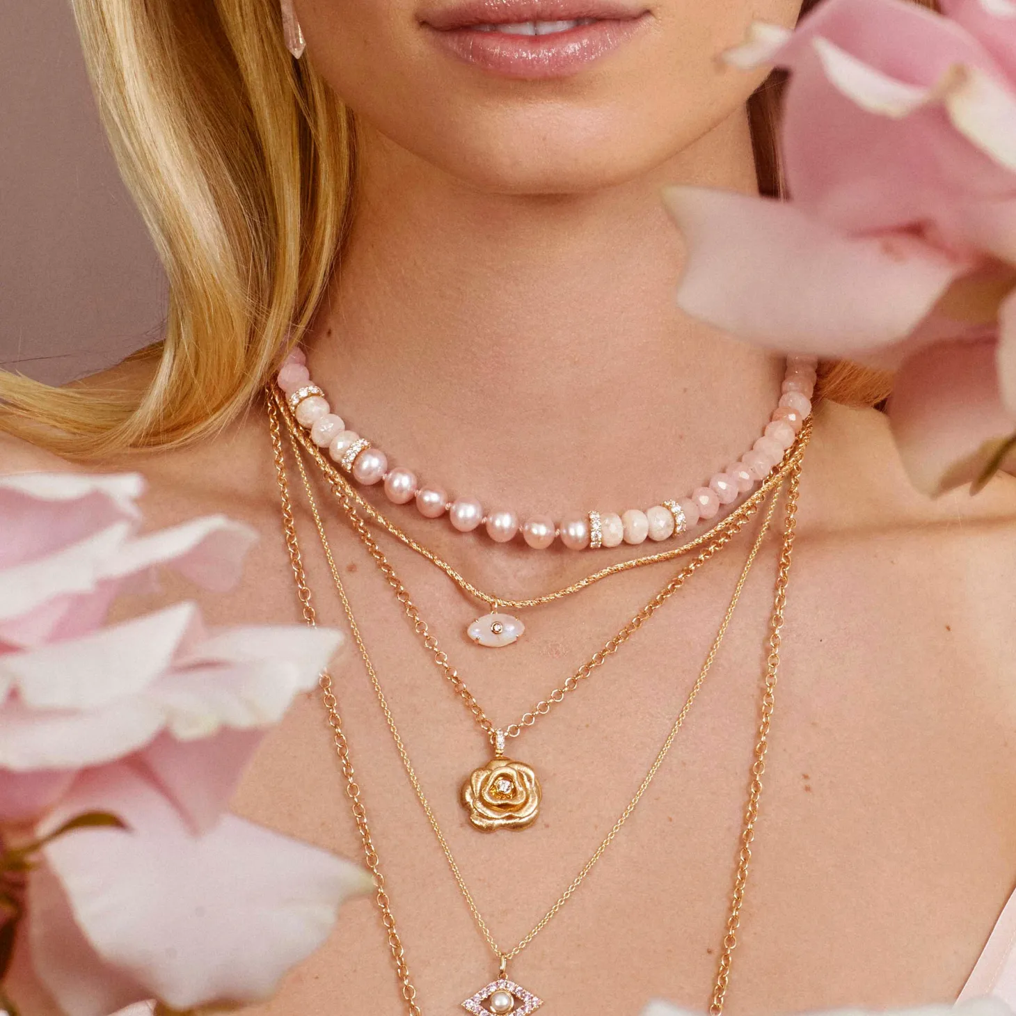 Gold & Diamond Large Rose Charm