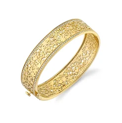 Gold & Diamond Large Wallpaper Hinge Bangle
