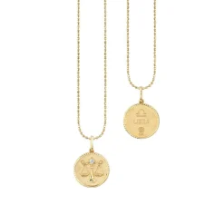 Gold & Diamond Libra Zodiac Medallion
