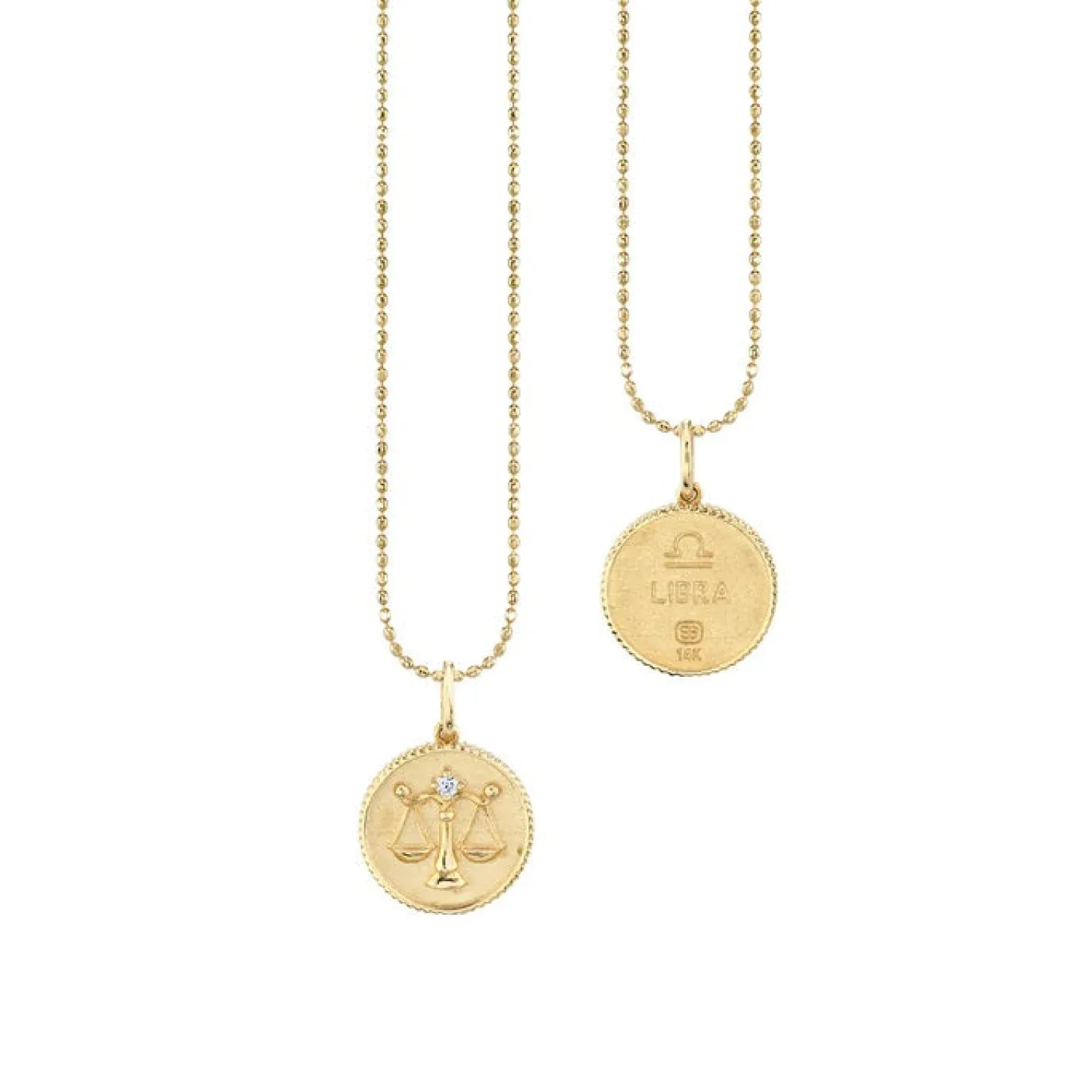 Gold & Diamond Libra Zodiac Medallion