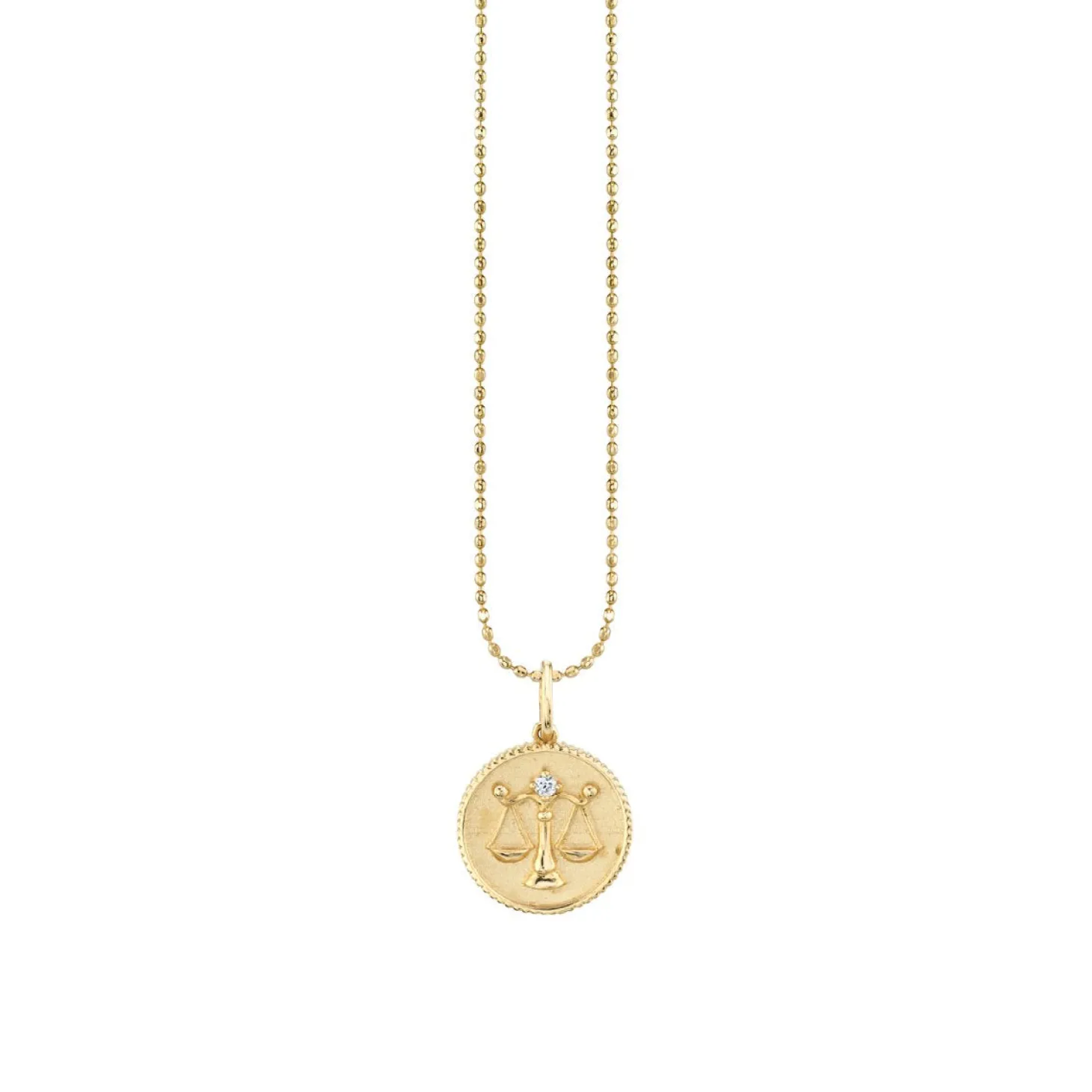 Gold & Diamond Libra Zodiac Medallion