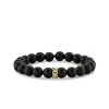 Gold & Diamond Link Rondelle On Onyx