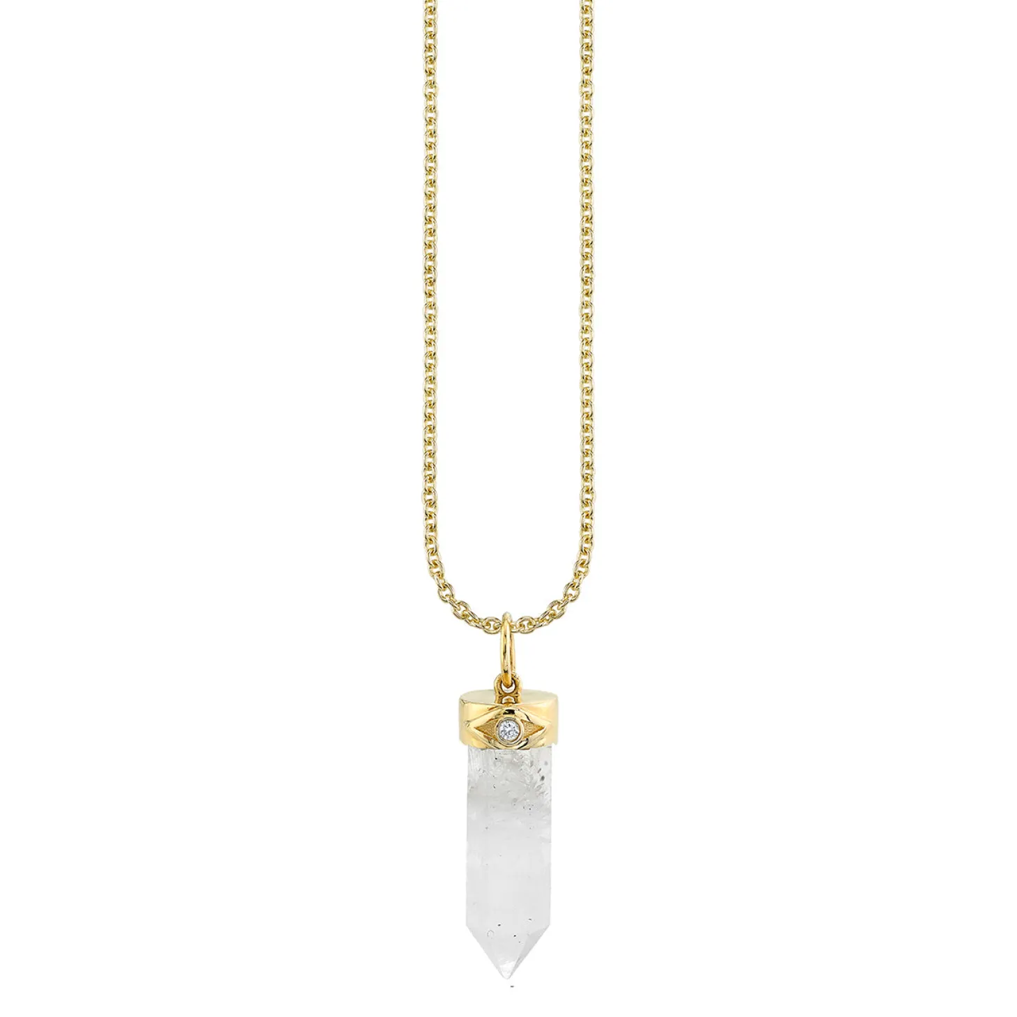 Gold & Diamond Long Carved Stone Charm