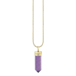 Gold & Diamond Long Carved Stone Charm