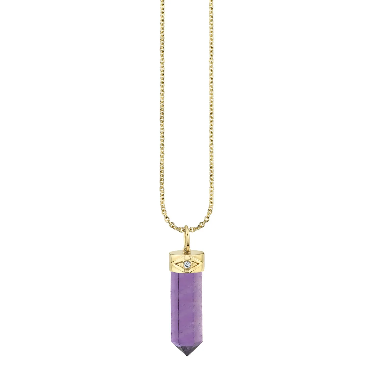 Gold & Diamond Long Carved Stone Charm