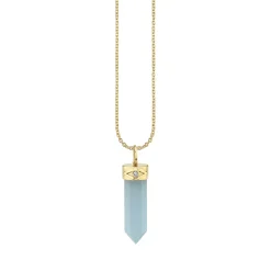 Gold & Diamond Long Carved Stone Charm