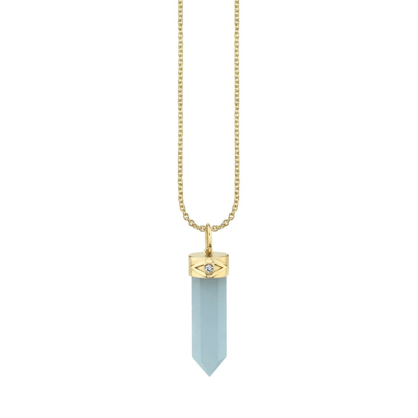 Gold & Diamond Long Carved Stone Charm