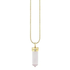 Gold & Diamond Long Carved Stone Charm