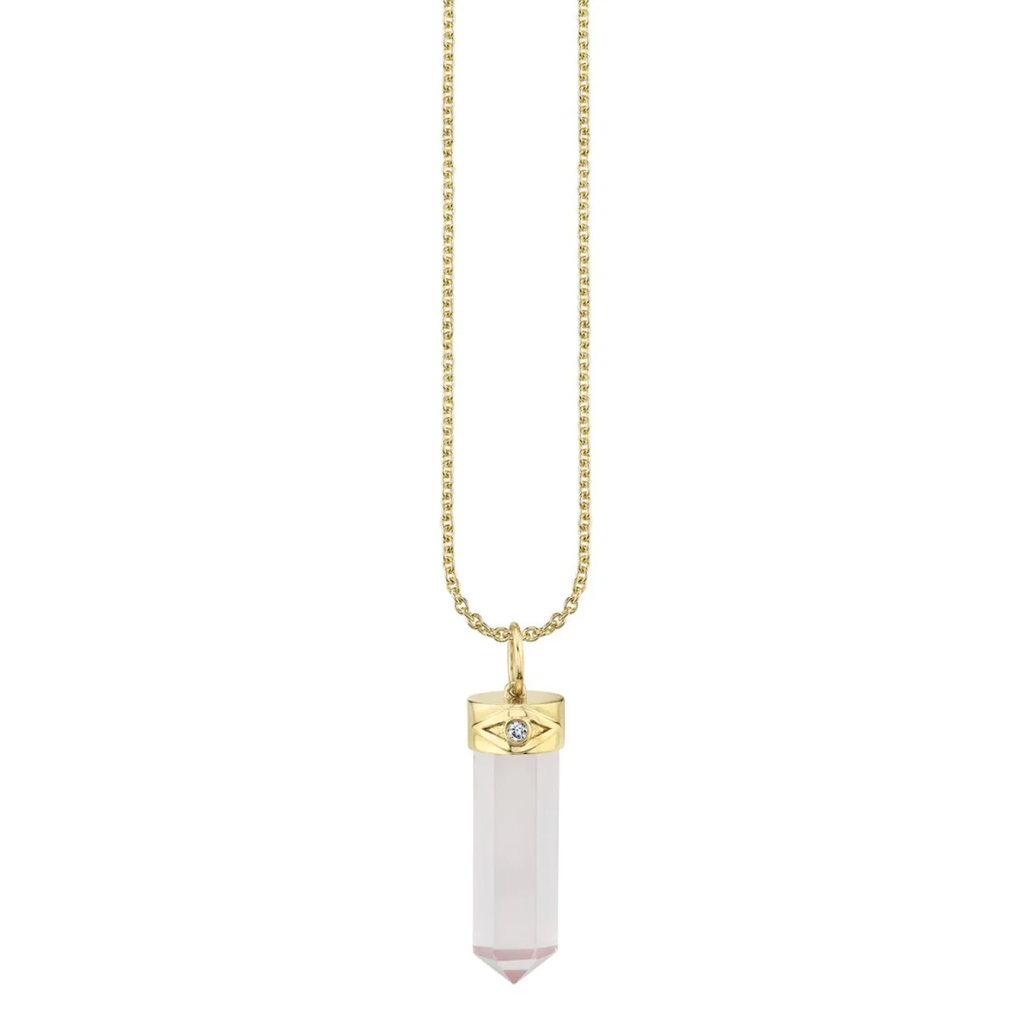 Gold & Diamond Long Carved Stone Charm