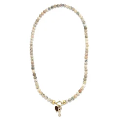 Gold & Diamond Love & Heart African Opal Necklace