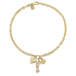 Gold & Diamond Love & Protection Anklet