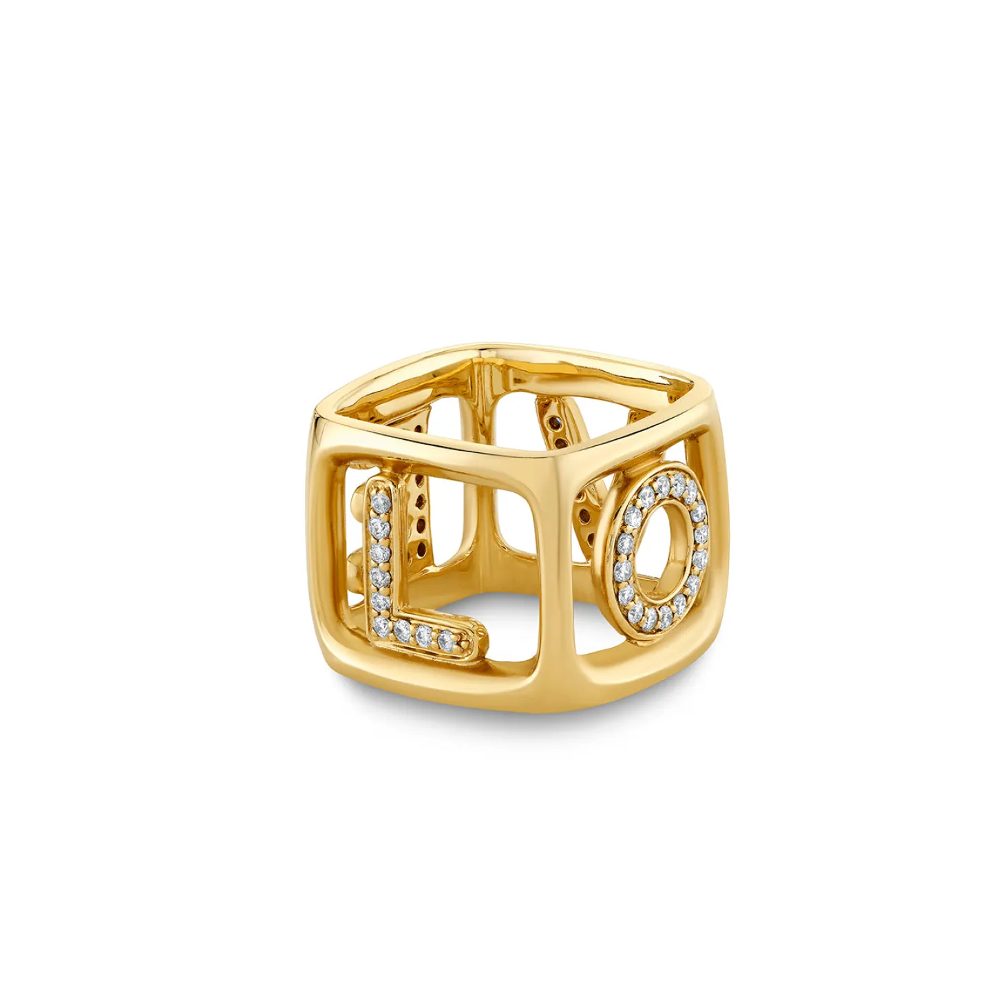 Gold & Diamond Love Block Ring