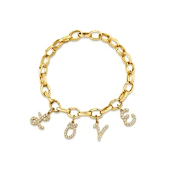 Gold & Diamond Love Initial Charm Bracelet