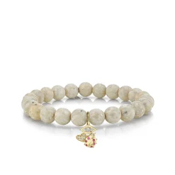 Gold & Diamond Love, Luck & Protection on Cream Jasper