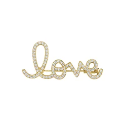 Gold & Diamond Love Script Brooch