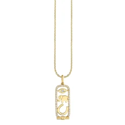 Gold & Diamond Luck & Protection Cartouche Charm