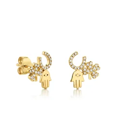 Gold & Diamond Luck and Protection Stud