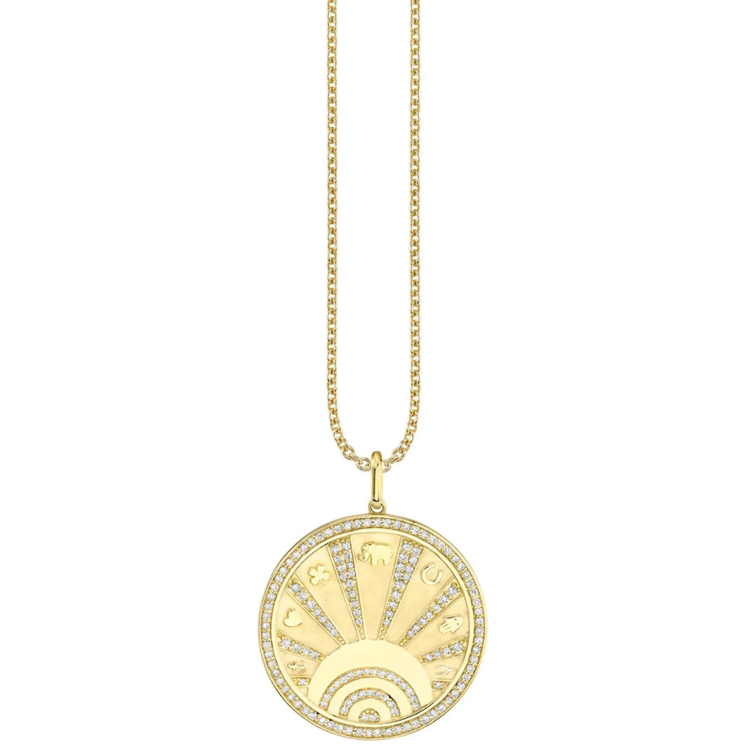 Gold & Diamond Luck Coin with Rays Charm